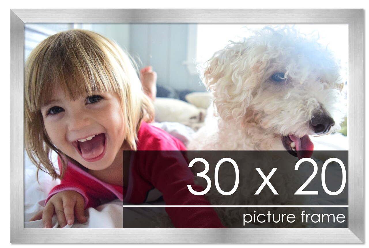 30x20 Solid Wood Picture Frame with UV-Resistant Acrylic & Acid-Free Backing, Available in 6 Finishes: Matte Black, Matte White, Metallic Bronze, Silver, Natural Wood Grain & Mahogany